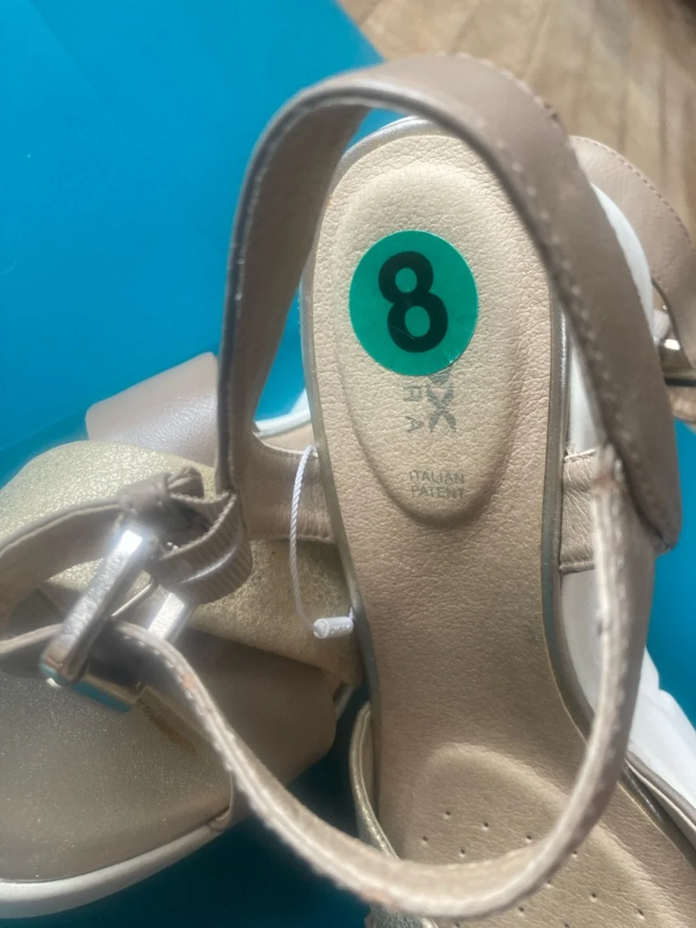 Geox Metallic Beige and Gold Wedge Sandals - Picture 3 of 6
